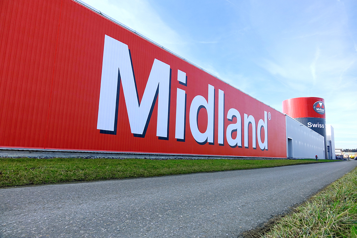 widok zewnętrzny na fabrykę oleju MIDLAND